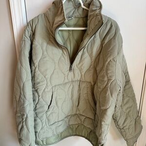 Double Zero Quilted Pullover Jacket in Sage Green NWOT SIZE LARGE